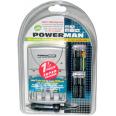 POWERMAN PWRC1800+R6(AA) 2300 mAh 4vnt. Krovimo laikas 1h, galimybe krauti automobilyje.  Krauna AA/AAA NiMh tipo elementus